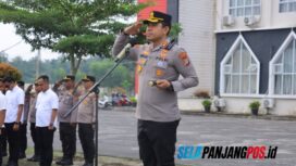 momen pertama AKBP Gede Adi pimpin apel di Kantor Polres Meranti
