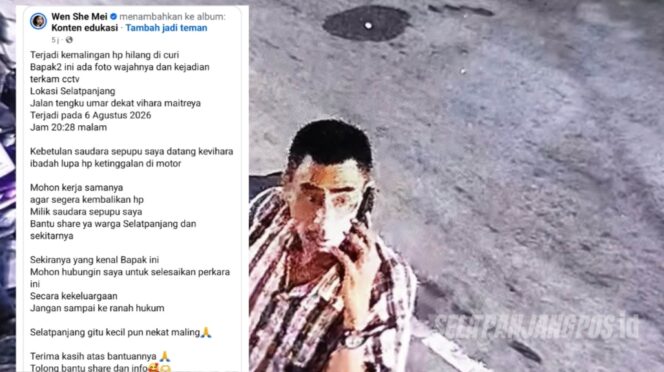 
 Terekam CCTV, Diduga Bapak-Bapak Ambil HP dari Jok Motor di Selatpanjang
