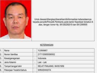 Yuwanky alias Yuwanki, pengusaha Planet Batam yang ditetapkan Bareskrim Polri sebagai DPO. Pria berusia 67 tahun tersebut diketahui kelahiran Selatpanjang.